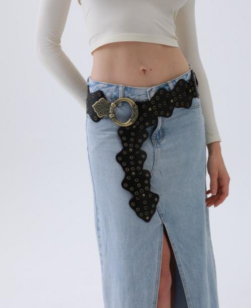 Vintage Leaf Belt - Studded Waist Design