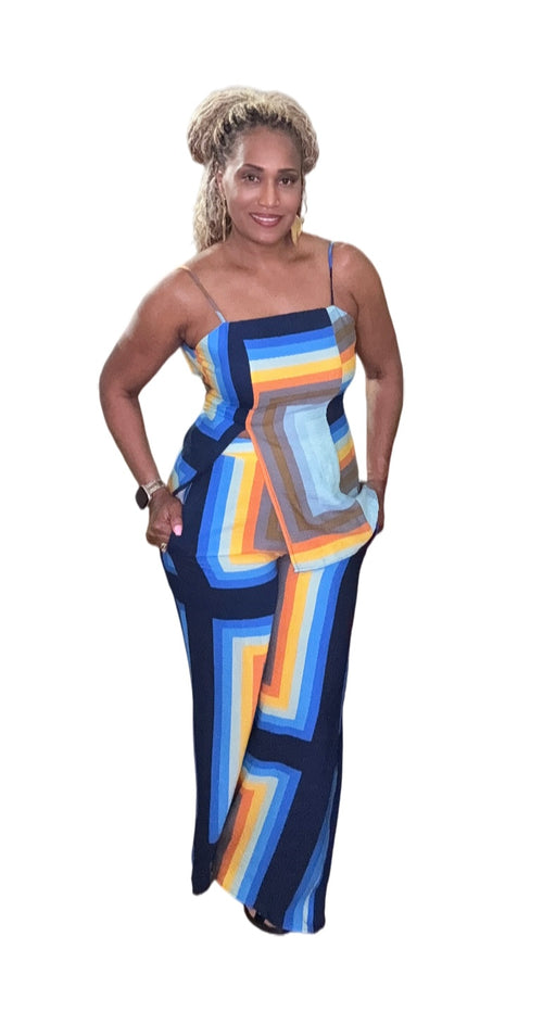 Retro Stripe Pants Set