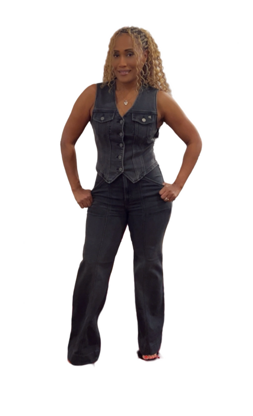 Charcoal Wash Mid Rise Stretch Jeans