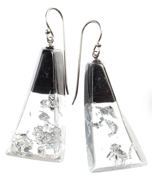 DHARA SHORT HOOK EARRING - Anthracite - Silver Flakes