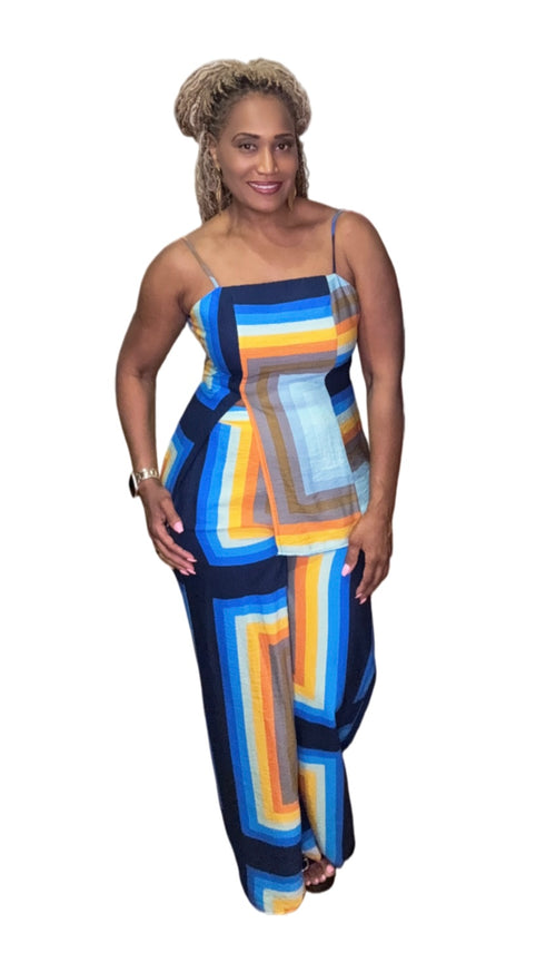 Retro Stripe Pants Set