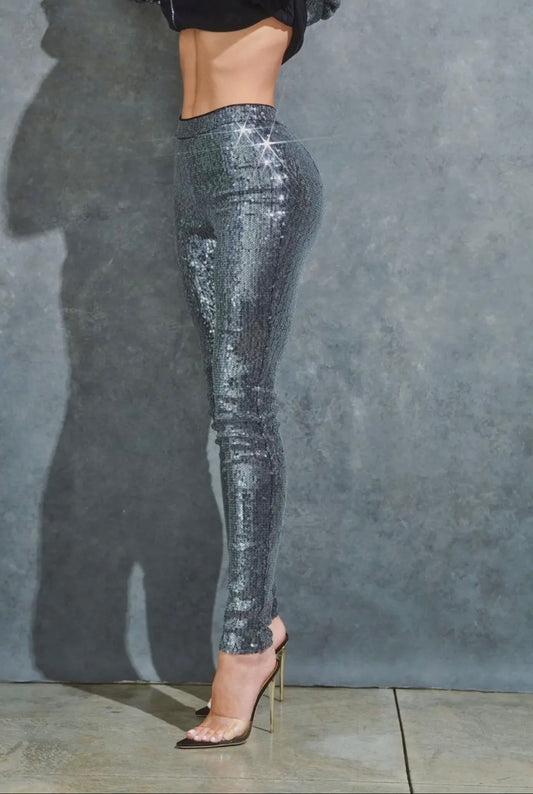 Silver Sequin leggings