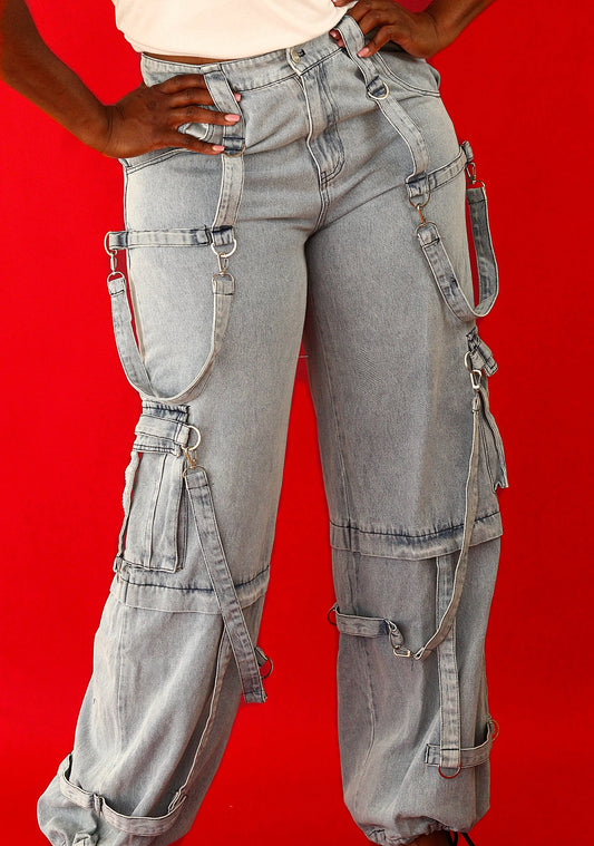 Cargo String denim jeans