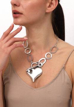 Heart and Key Pendant Necklace