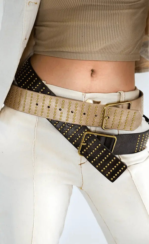 Stud Covered Leather Belt