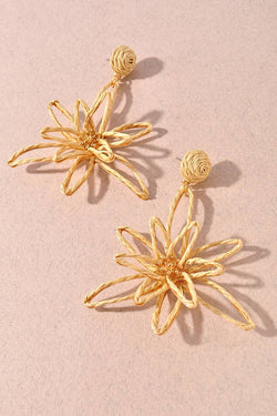 Raffia Floral Earrings: Khaki
