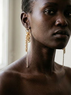 Audacious Mixed Metal Chain Studs: Silver
