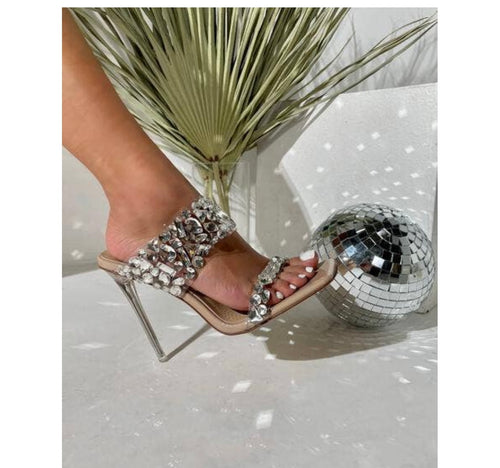 Nude Crystal Stiletto Sandal