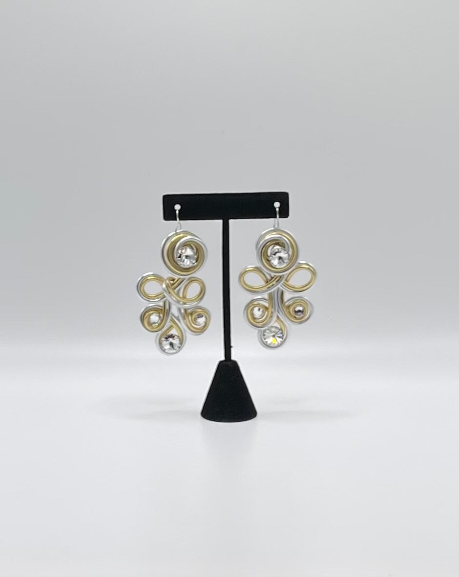 Two Toned Crystal earrings Jewelry theredvelvetboutique 