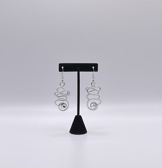 Silver Serpent & Crystal Earrings Jewelry theredvelvetboutique 
