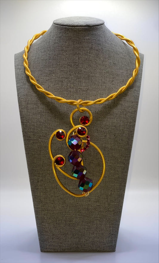 Red Gold Twist necklace Jewelry theredvelvetboutique 