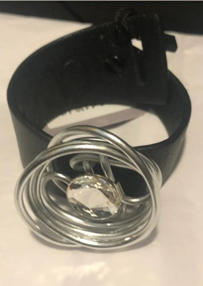Lily cuff bracelet with silver swirl