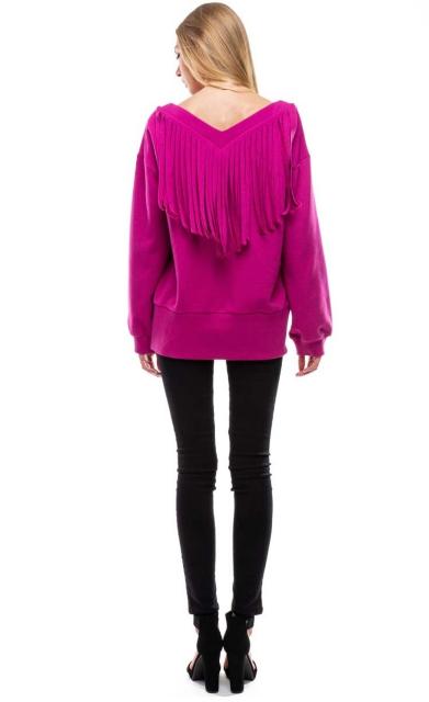 Deep v-neck fringe top